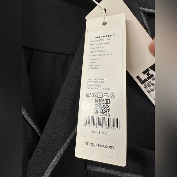 NWT $110 Magnlens Shirt Resort shirt pajama Look Beach Shirt Oversized XS BLK - Picture 6 of 14